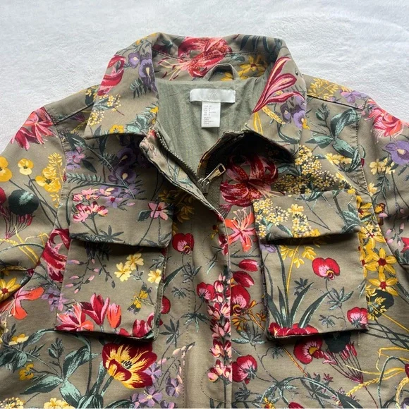 H&M Floral Utility Jacket Women’s Size 8 - Picture 6 of 15
